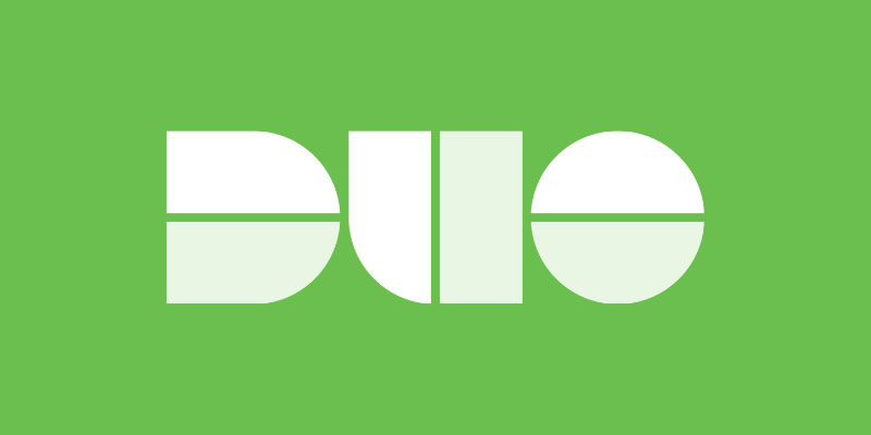 Duo logo, white text on green background